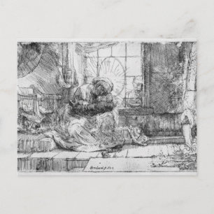 Cartão Postal A Santa Família com um gato, 1654