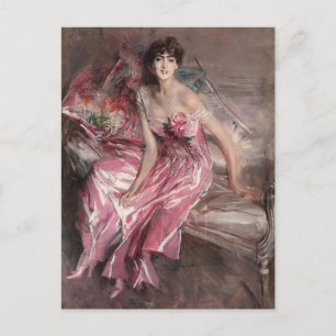 Cartão Postal A Senhora de Rosa (1916) por Giovanni Boldini