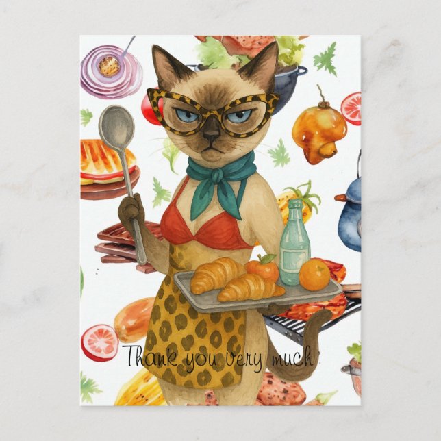 Cartão Postal A Senhora do almoço está servindo comida (Frente)