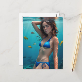 Cartão Postal A Senhora do Biquíni Azul