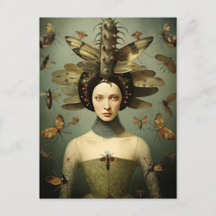 Cartão Postal A Senhora do Inseto Retrô Assustadora
