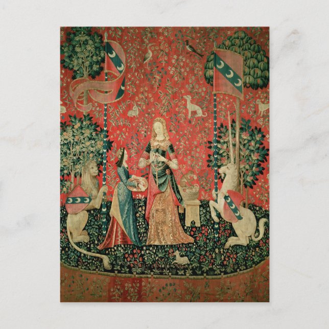 Cartão Postal A Senhora e o Unicórnio: "Cheira" (Frente)