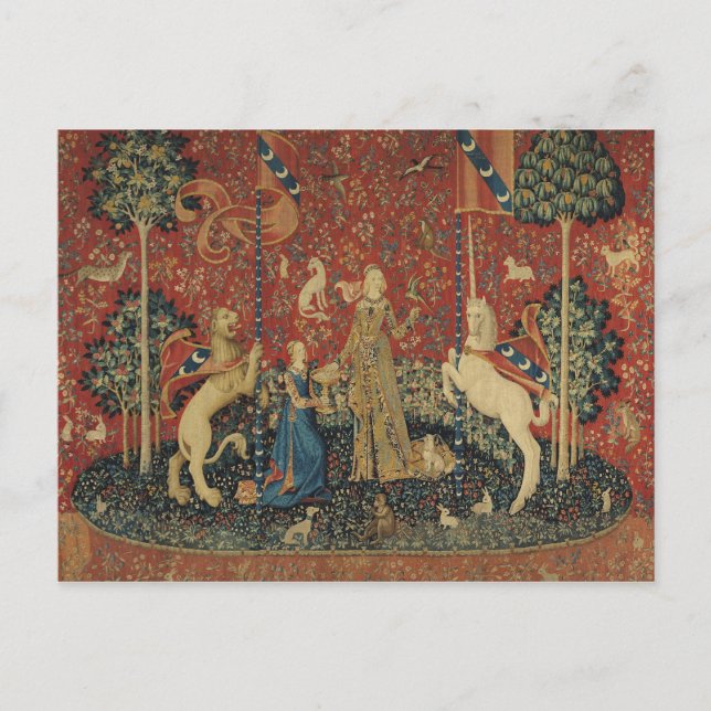 Cartão Postal A Senhora e o Unicórnio: 'Gosto' (Frente)