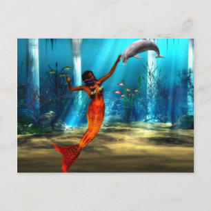 Cartão Postal A Sereia e o Golfinho