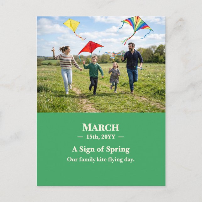 Cartão Postal A Sign of Spring March Memory Photo Postcard (Frente)