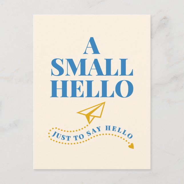 Cartão Postal A Small Hello Playful Typography Design (Frente)