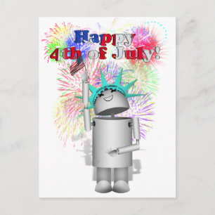 Cartão Postal A Sra Robo-x9 Celebra o 4 de Julho!