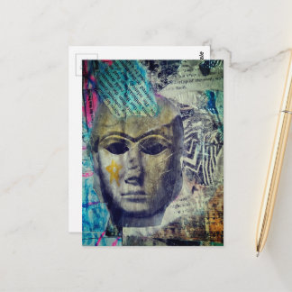 Cartão Postal A stone lady face Abstract Mixed Media Collage