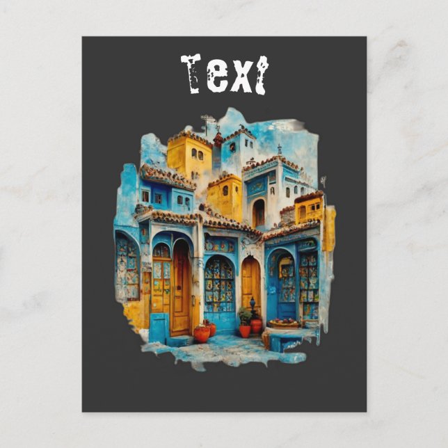 Cartão Postal A tapeçaria Azul: A Elegância Clássica de Chefchao (Frente)