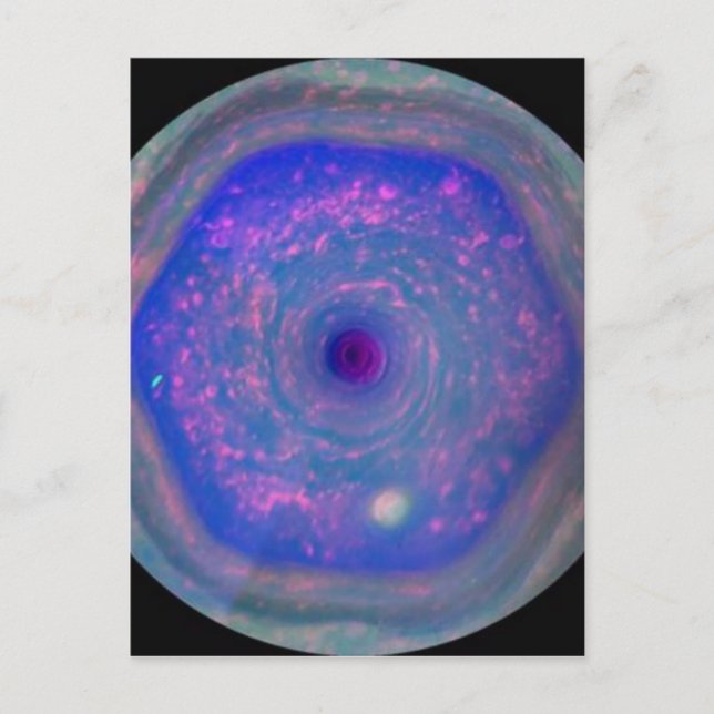 Cartão Postal A tempestade hexagonal de Saturno (Frente)