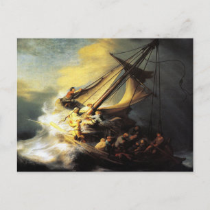 Cartão Postal A Tempestade no Mar da Galileia por Rembrandt Post