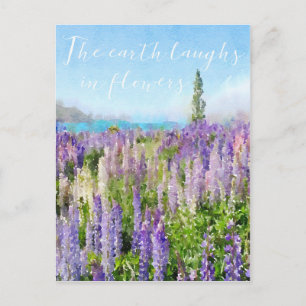 Cartão Postal A terra ri na citação da lavanda das flores