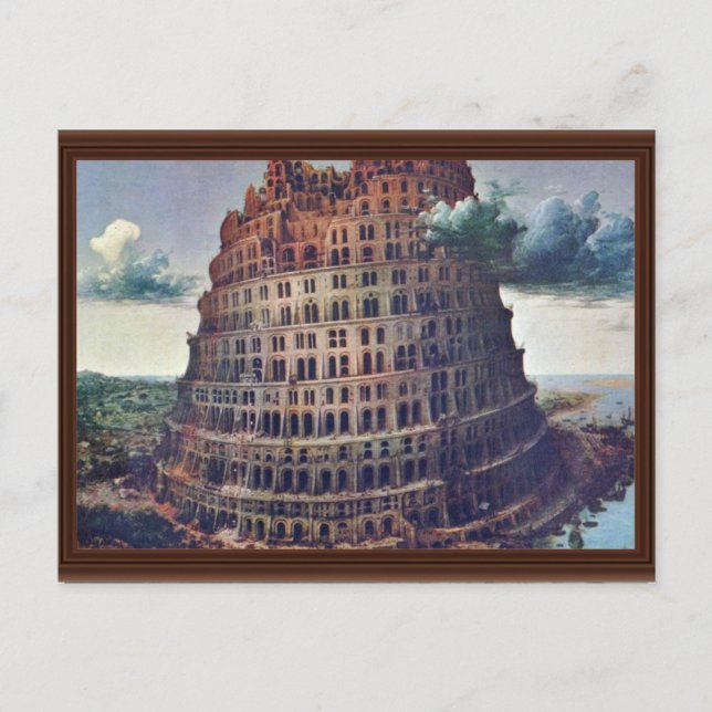 Cartão Postal A Torre De Babel. Por Pieter Bruegel (Frente)