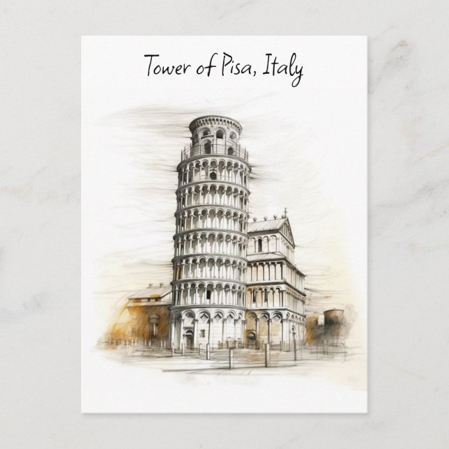 Cartão Postal A Torre de Pisa, Itália (Frente)