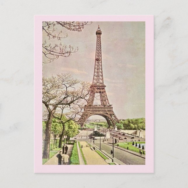 Cartão Postal A Torre Eiffel em Rosa (Frente)