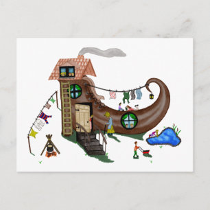 Cartão Postal A Velha Mulher No Calçado