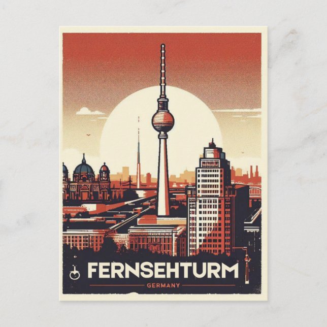 Cartão Postal A viagem de Feriado da Torre de Fernsehturm, Berli (Frente)