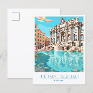 Cartão Postal A Viagens vintage da fonte Trevi Roma Itália