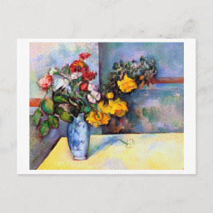 Cartão Postal A vida com flores em um vaso, Paul Cezanne