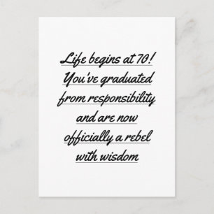 Cartão Postal A vida começa aos 70, 70º aniversário