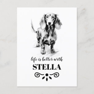 Cartão Postal A vida de Dachshund é melhor com o nome de cão per