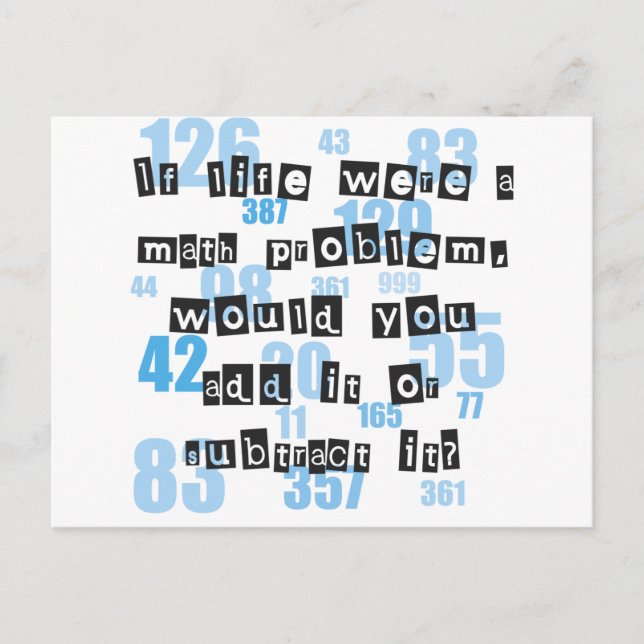 Cartão Postal A vida é como a matemática (Frente)
