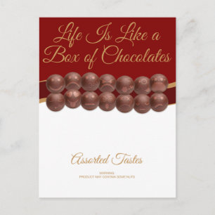 Cartão Postal A Vida é Como uma Caixa de Chocolates