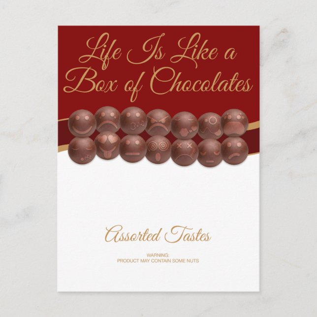 Cartão Postal A Vida é Como uma Caixa de Chocolates (Frente)