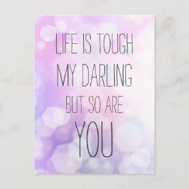 Cartão Postal A vida é dura - citação inspiradora roxa