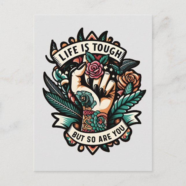 Cartão Postal A vida é dura, você também é (Frente)