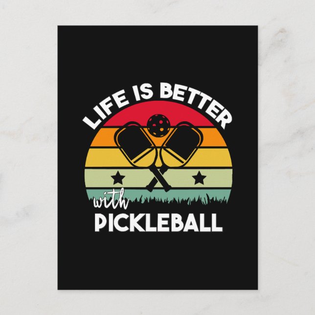 Cartão Postal A vida é melhor com o Pickleball (Frente)