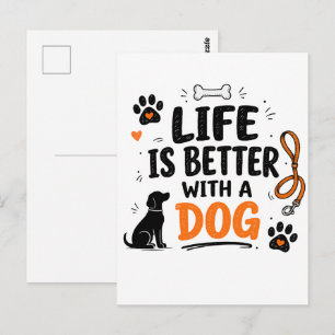 Cartão Postal A Vida É Melhor Com Um Cachorro