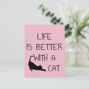 Cartão Postal A Vida É Melhor Com Um Gato - Amantes de Gatos   