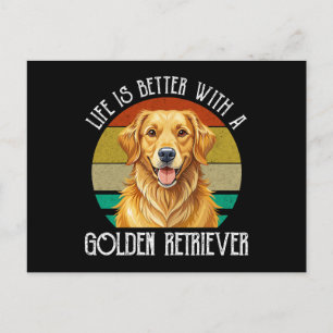 Cartão Postal A Vida É Melhor Com Um Golden Retriever