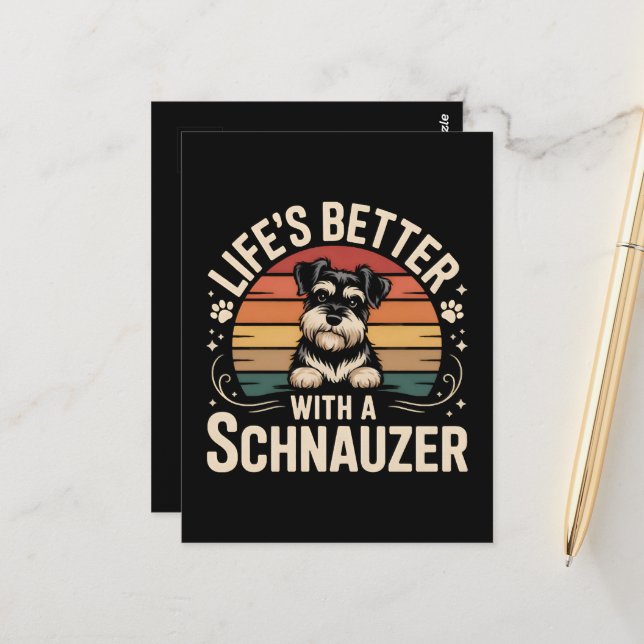 Cartão Postal A Vida é Melhor Com Um Schnauzer (Frente/Verso In Situ)