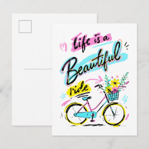 Cartão Postal A Vida É Uma Linda Viagem Arte De Bicicleta