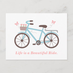 Cartão Postal A vida é uma linda viagem Citação de bicicleta