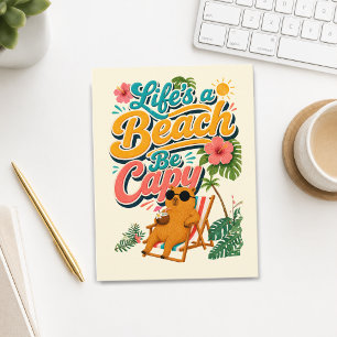 Cartão Postal A Vida é uma Praia, seja um Capy — Capivara Tropic