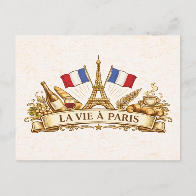 Cartão Postal A vida em Paris (Frente)