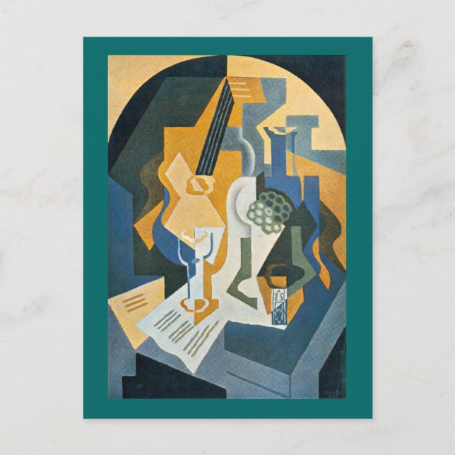 Cartão Postal A vida estática com a Fruta e o mandolim (Frente)