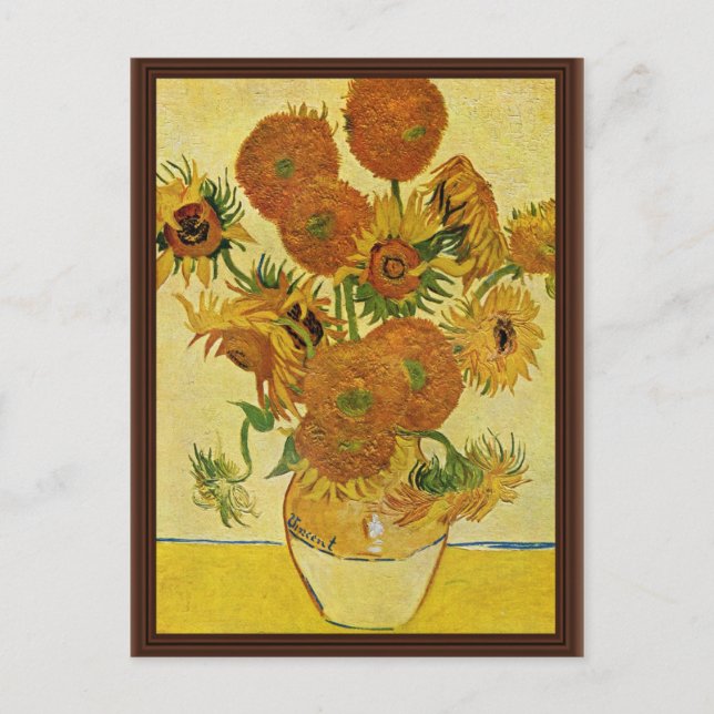 Cartão Postal A Vida Estática Com Girassóis Por Vincent Van Gogh (Frente)