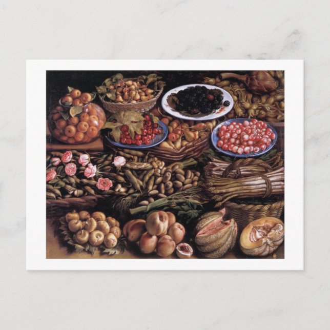 Cartão Postal A vida eterna com fronteira de Vincenzo Campi (Frente)