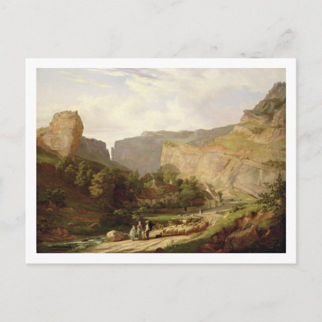 Cartão Postal A View of Cheddar Gorge (oil on canvas) (Frente)