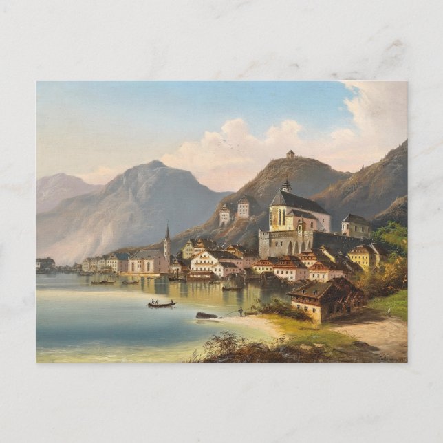 Cartão Postal A View of Hallstatt | Johann Wilhelm Jankowsky (Frente)