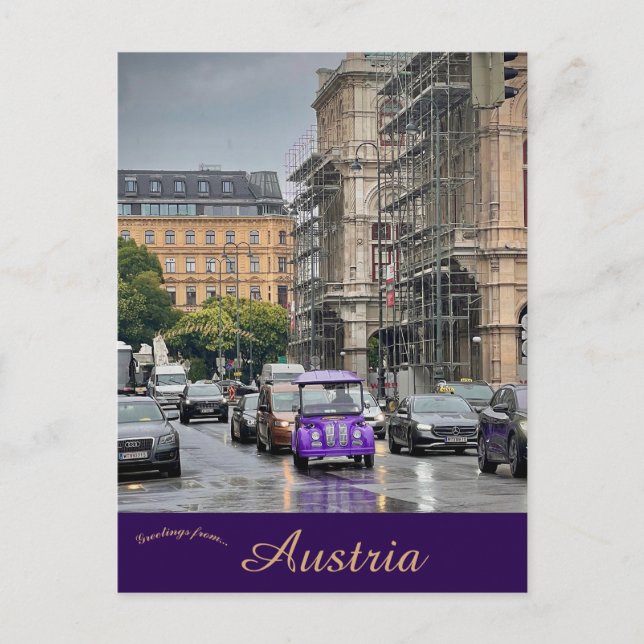 Cartão Postal A View of Vienna Austria on a Rainy Day (Frente)