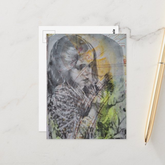 Cartão Postal A Vintage Girl Catching Butterflies (Frente/Verso In Situ)