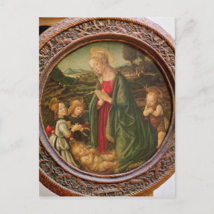Cartão Postal A Virgem Adorando o Menino Jesus