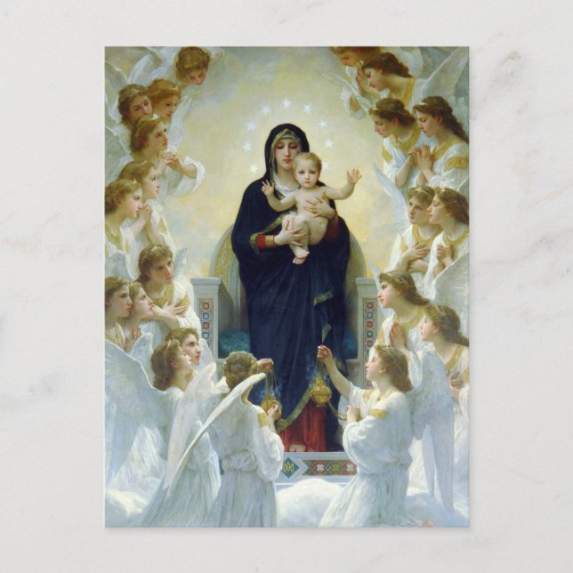 Cartão Postal A Virgem com Anjos, William Bouguereau (Frente)