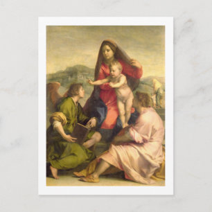 Cartão Postal A Virgem e o Menino com um Santo e um Anjo, c.