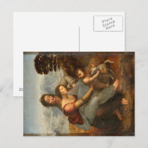 Cartão Postal A Virgem e o Menino Santa Ana Leonardo da Vinci